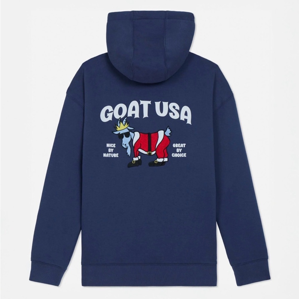 GOAT USA | Santa Hooded Sweatshirt | Navy | SZ XL / Extra Large (Men’s) EUC